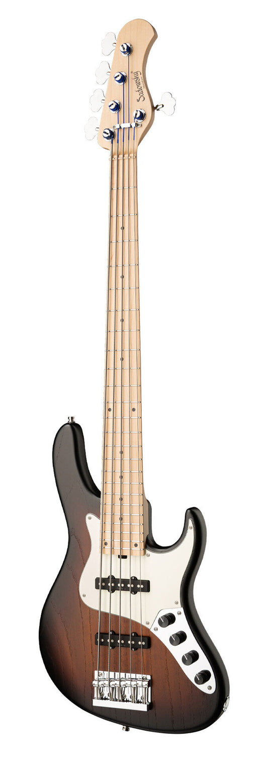 Sadowsky MetroLine 24-Fret Vintage JJ Bass 5 String, Swamp Ash Body, Almond Sunburst Transparent Satin
