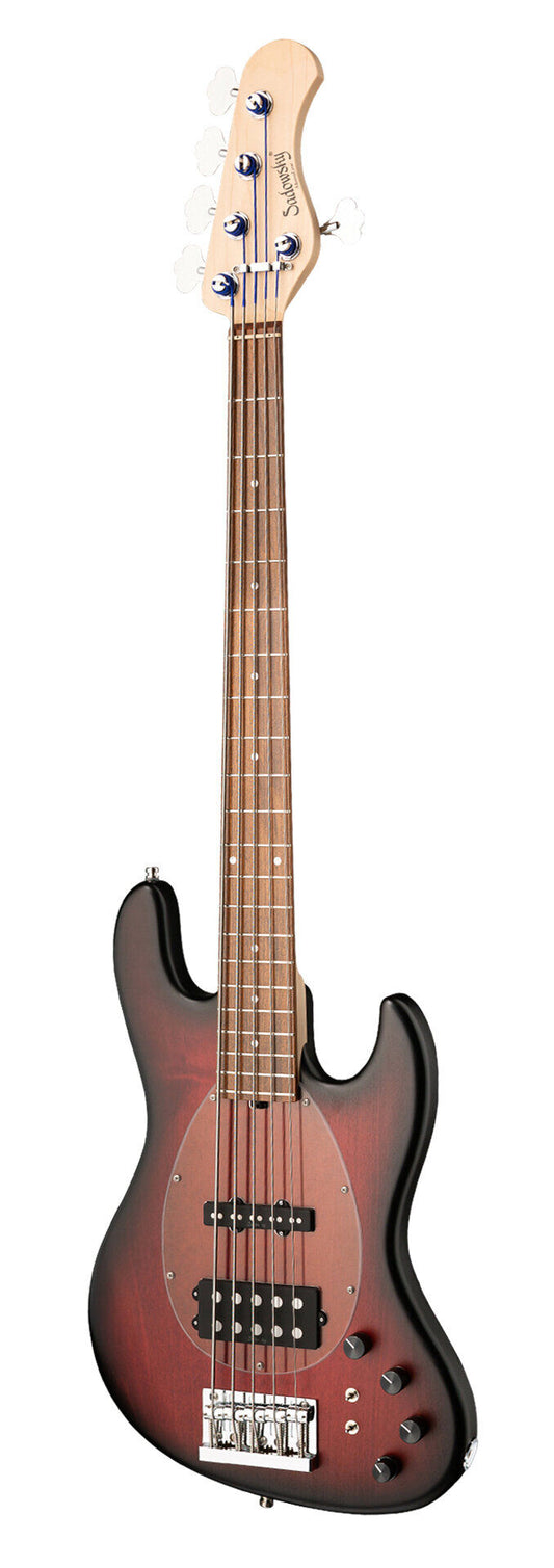 Sadowsky MetroLine 21-Fret Vintage MJ Bass 5 String, Red Alder Body, Burgundy Burst Transparent Satin