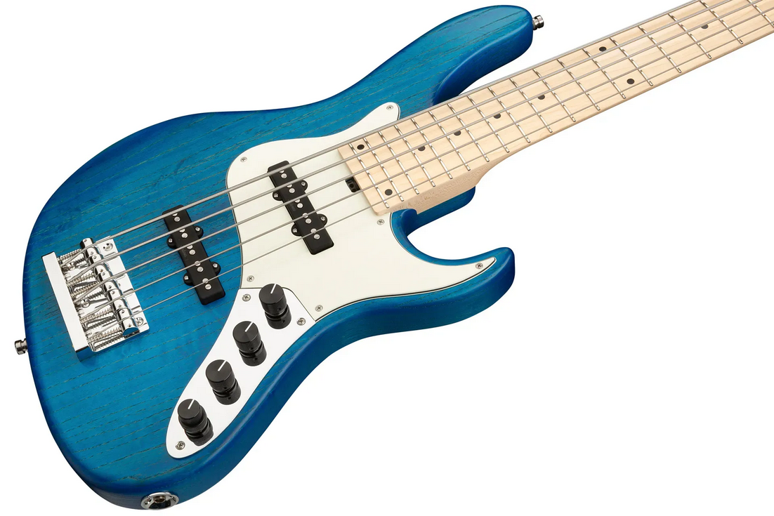 Sadowsky MetroLine 24-Fret Vintage J/J Bass-Swamp Ash Body-5 String-Ocean Blue Transparent Satin