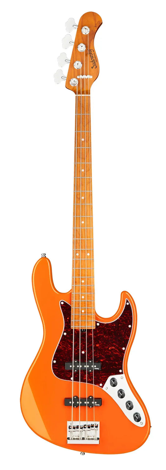 Sadowsky MetroExpress 21-Fret Vintage J/J Bass, Roasted Maple Fingerboard, 4-String - Solid Candy Apple Orange Metallic High Polish