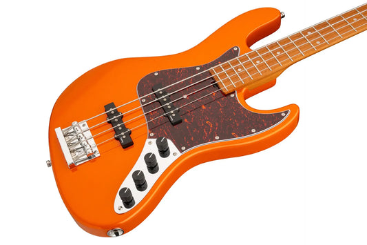 Sadowsky MetroExpress 21-Fret Vintage J/J Bass, Roasted Maple Fingerboard, 4-String - Solid Candy Apple Orange Metallic High Polish
