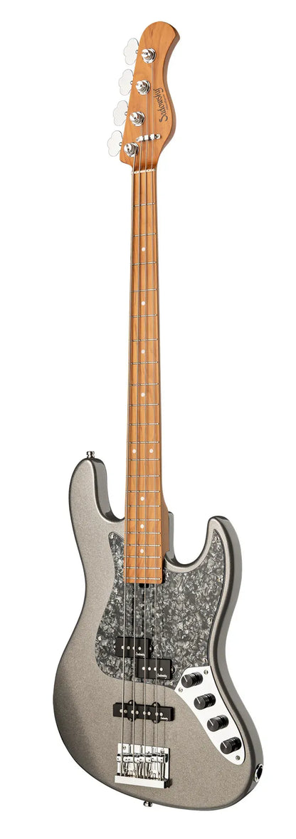 Sadowsky MetroExpress 21-Fret Hybrid P/J Bass, Roasted Maple Fingerboard, 4-String - Solid Silver Metallic High Polish