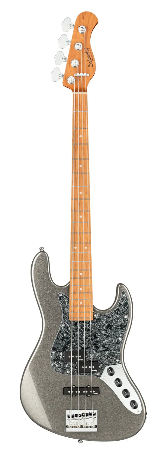 Sadowsky MetroExpress 21-Fret Hybrid P/J Bass, Roasted Maple Fingerboard, 4-String - Solid Silver Metallic High Polish