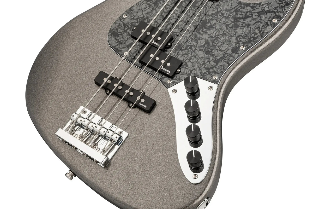 Sadowsky MetroExpress 21-Fret Hybrid P/J Bass, Roasted Maple Fingerboard, 4-String - Solid Silver Metallic High Polish