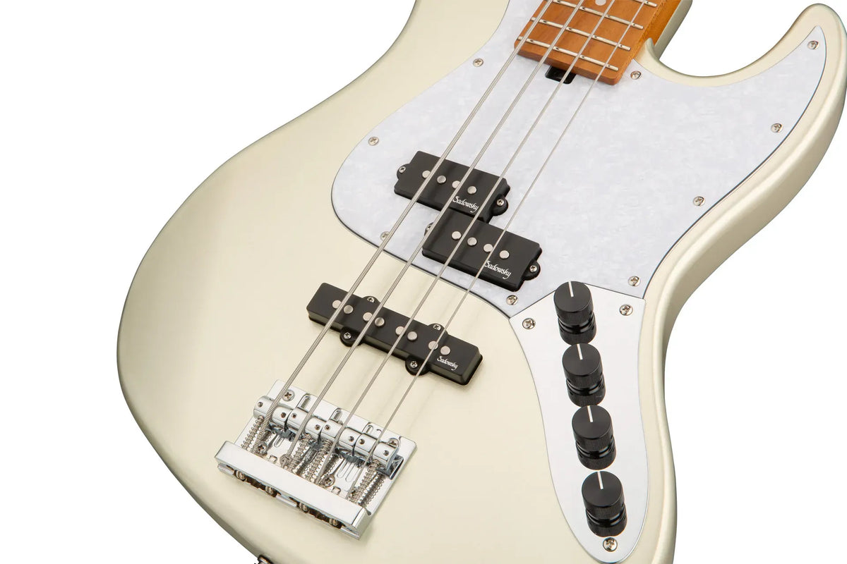 Sadowsky MetroExpress 21-Fret Hybrid P/J Bass, Roasted Maple Fingerboard, 4-String - Solid Champagne Metallic High Polish