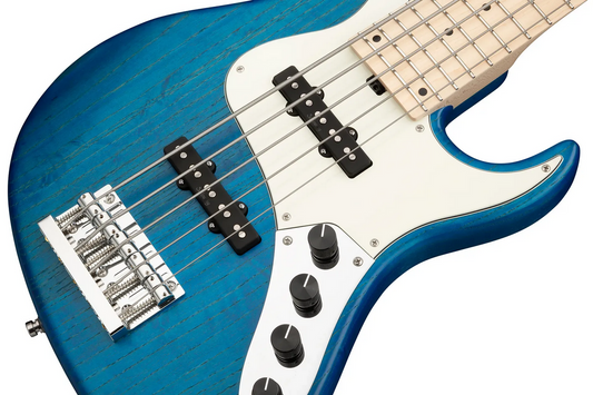 Sadowsky MetroLine 24-Fret Vintage J/J Bass-Swamp Ash Body-5 String-Ocean Blue Transparent Satin