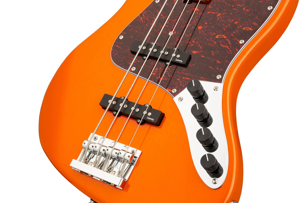 Sadowsky MetroExpress 21-Fret Vintage J/J Bass, Roasted Maple Fingerboard, 4-String - Solid Candy Apple Orange Metallic High Polish