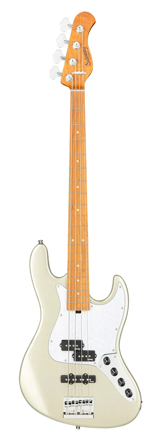 Sadowsky MetroExpress 21-Fret Hybrid P/J Bass, Roasted Maple Fingerboard, 4-String - Solid Champagne Metallic High Polish