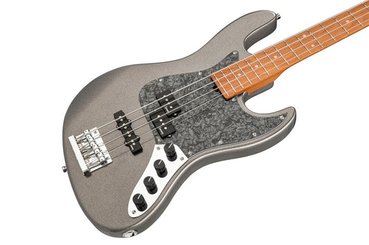 Sadowsky MetroExpress 21-Fret Hybrid P/J Bass, Roasted Maple Fingerboard, 4-String - Solid Silver Metallic High Polish
