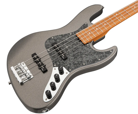 Sadowsky MetroExpress 21-Fret Vintage J/J Bass, Roasted Maple Fingerboard, 4-String - Solid Silver Metallic High Polish