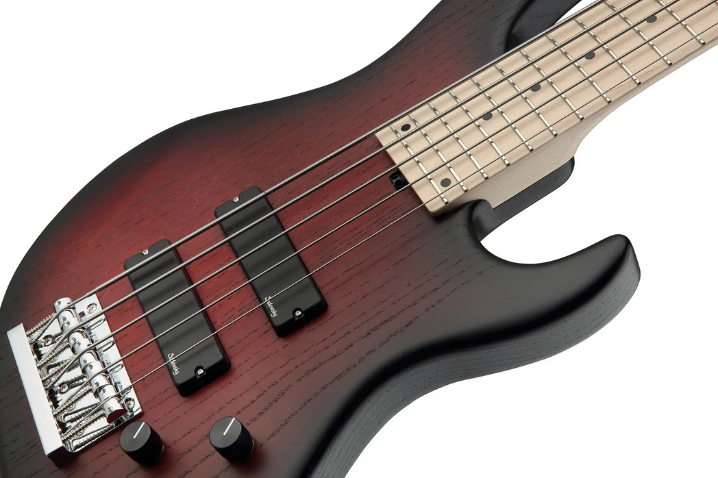 Sadowsky MetroLine 24-Fret Modern Bass-Swamp Ash Body-5 String-Burgundy Burst Transparent Satin