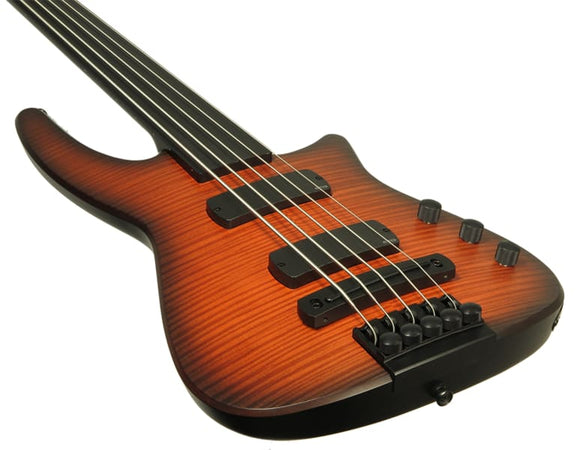 NS Design NXT4a Radius Bass Guitar - Sunburst - Fretless