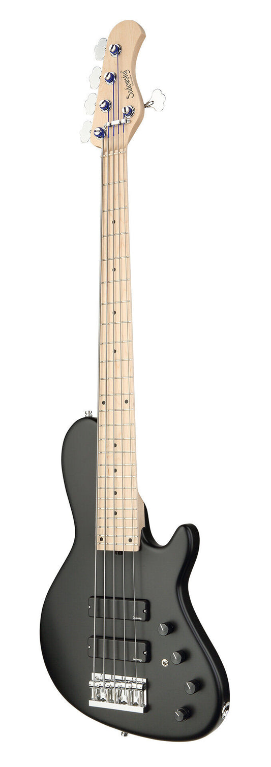 Sadowsky MetroLine 24-Fret Singlecut Soapbar Bass 5 String, Swamp Ash Body, Solid Black Satin