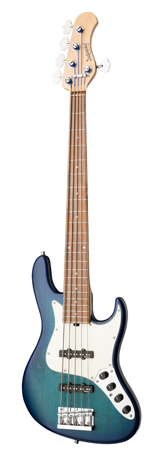 Sadowsky MetroLine 22-Fret Will Lee Bass, Red Alder Body, 5 String, Bora Blueburst Transparent Satin