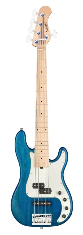 Sadowsky MetroLine 21-Fret Hybrid P/J Bass-Swamp Ash Body-5 String-Ocean Blue Transparent Satin
