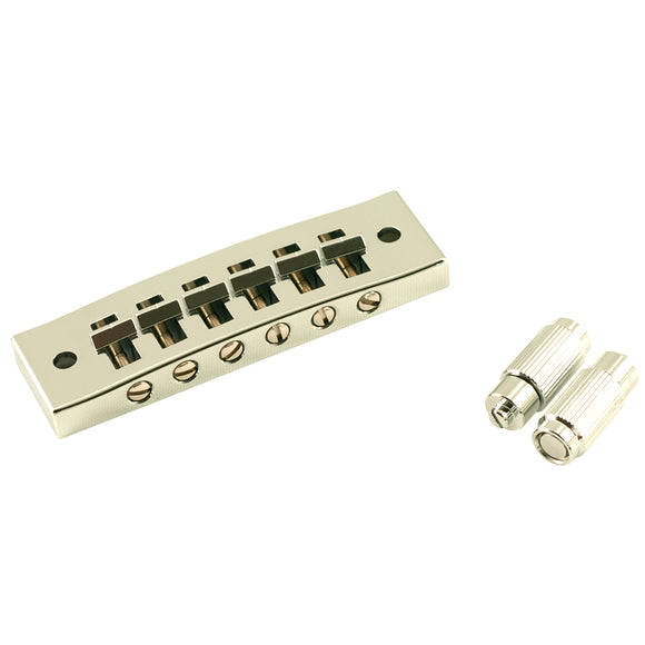 Kluson USA Replacement Steel Harmonica Tune-O-Matic Bridge w/ Plated Brass Saddles Chrome