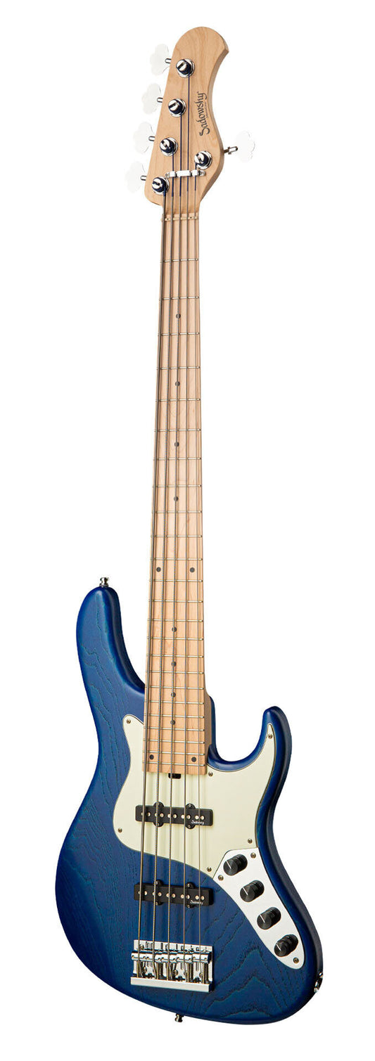 Sadowsky MetroLine 24-Fret Vintage JJ Bass 5 String, Swamp Ash Body, Ocean Blue Transparent Satin