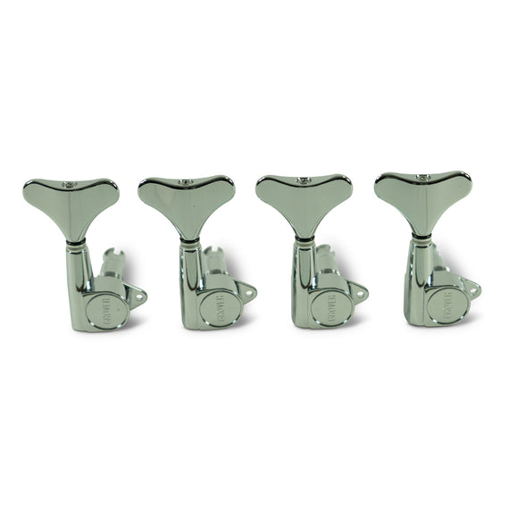 Grover 2 Per Side Mini Bass Machines Chrome, 4 In Line