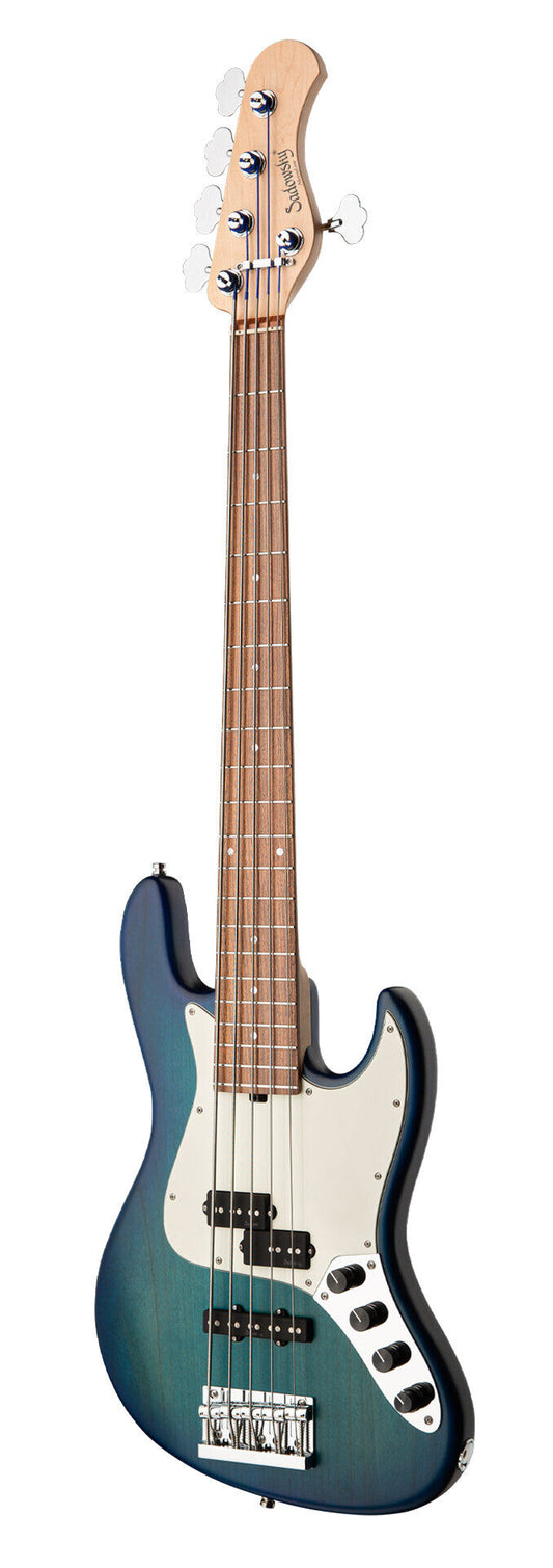 Sadowsky MetroLine 21-Fret Vintage PJ Bass 5 String, Red Alder Body, Bora Blueburst Transparent Satin