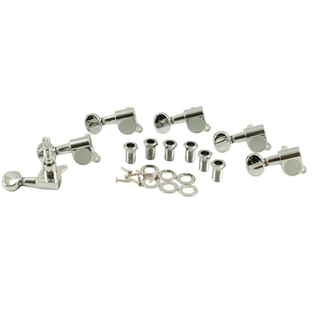 WD 6 In Line Left Hand Locking Tuning Machines Chrome