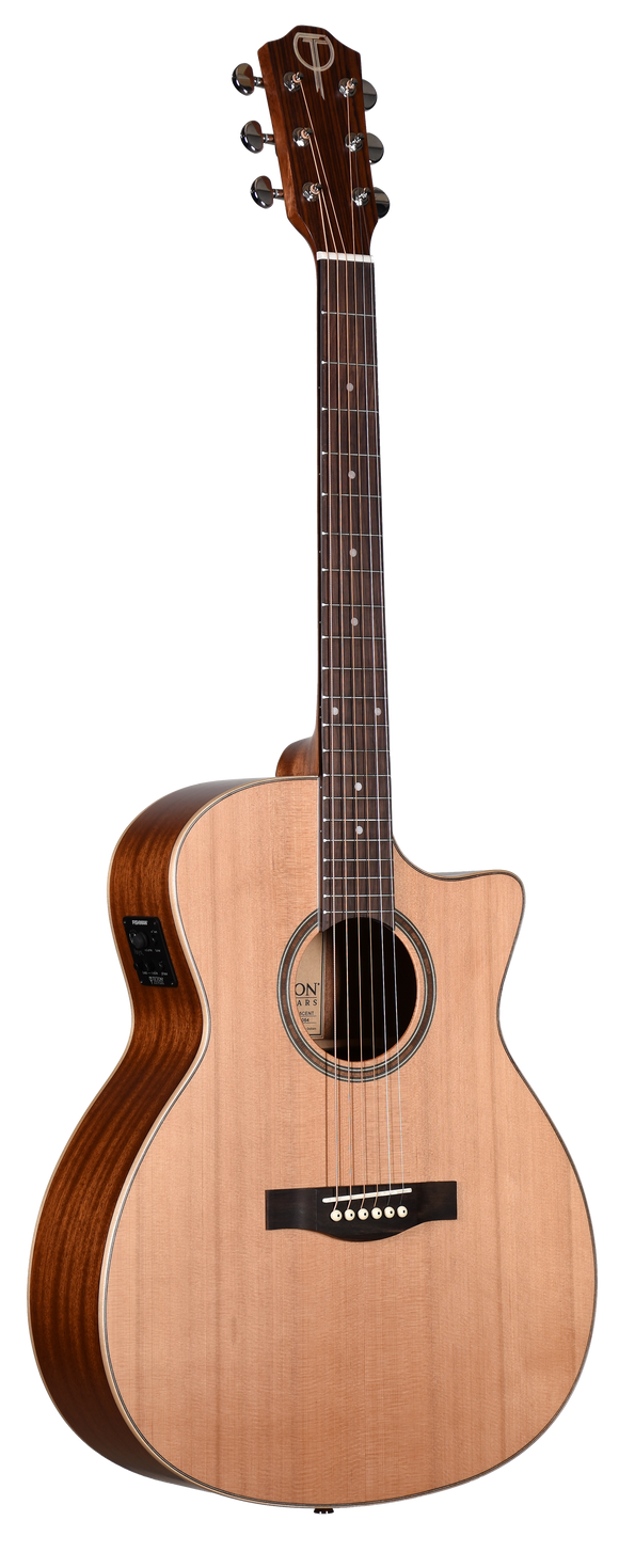 Teton STA105CENT Auditorium Acoustic-Electric  Guitar, Solid Cedar Top, Mahogany Laminate B&S
