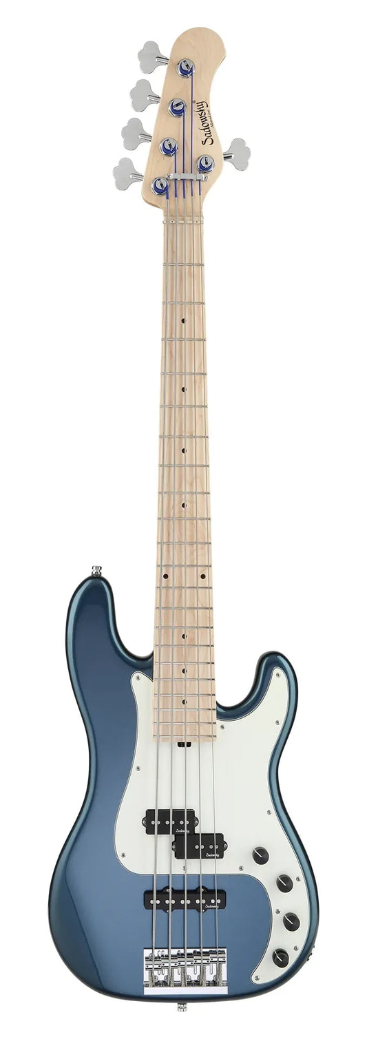 Sadowsky MetroLine 21-Fret Hybrid P/J Bass-Swamp Ash Body-5 String-Solid Dark Lake Placid Blue Metallic High Polish