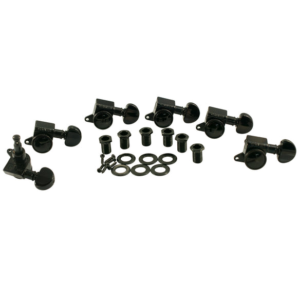 Grover 3 Per Side Or 6 In Line Mini Roto-Grip Locking Rotomatics Black Chrome