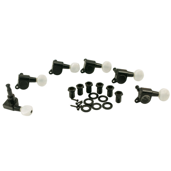 WD 6 In Line Diecast Tuning Machines With Pearl Button Black