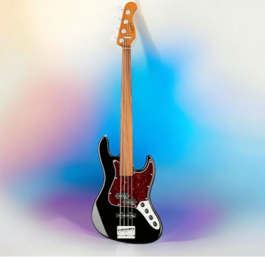 Sadowsky MetroExpress 21-Fret Hybrid P/J Bass, Morado Fingerboard, 4-String, Fretless - Solid Black High Polish