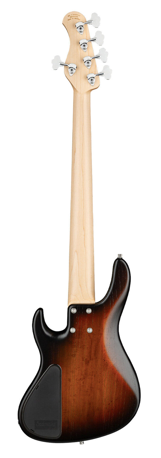 Sadowsky MetroLine 24-Fret Vintage JJ Bass 5 String, Swamp Ash Body, Almond Sunburst Transparent Satin