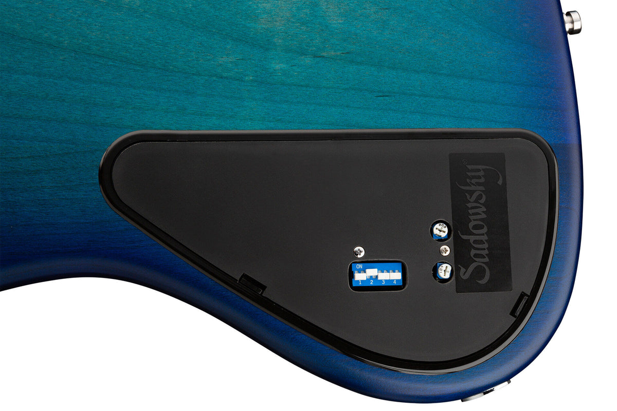 Sadowsky MetroLine 22-Fret Will Lee Bass, Red Alder Body, 4 String, Bora Blueburst Transparent Satin