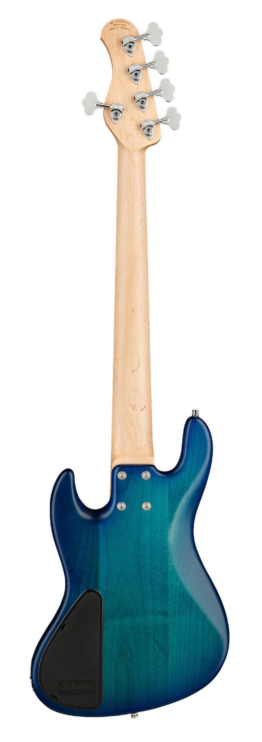 Sadowsky MetroLine 21-Fret Vintage PJ Bass 5 String, Red Alder Body, Bora Blueburst Transparent Satin