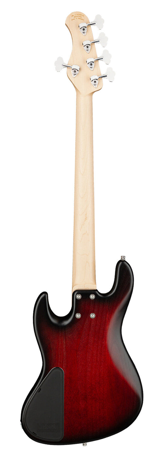 Sadowsky MetroLine 21-Fret Vintage MJ Bass 5 String, Red Alder Body, Burgundy Burst Transparent Satin