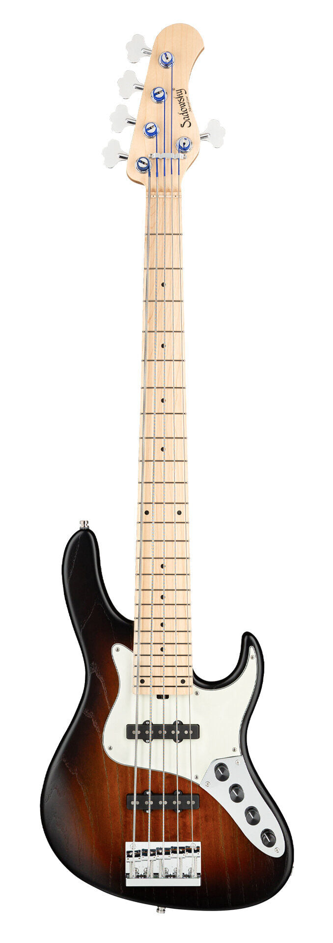Sadowsky MetroLine 24-Fret Vintage JJ Bass 5 String, Swamp Ash Body, Almond Sunburst Transparent Satin