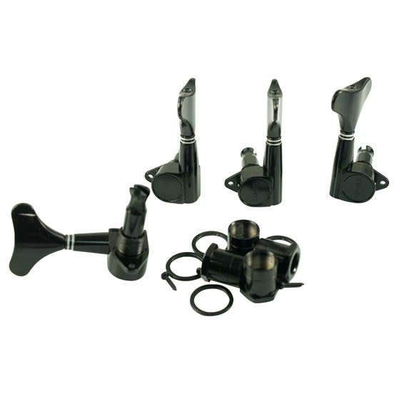 Grover 2 Per Side Mini Bass Machines Black Chrome