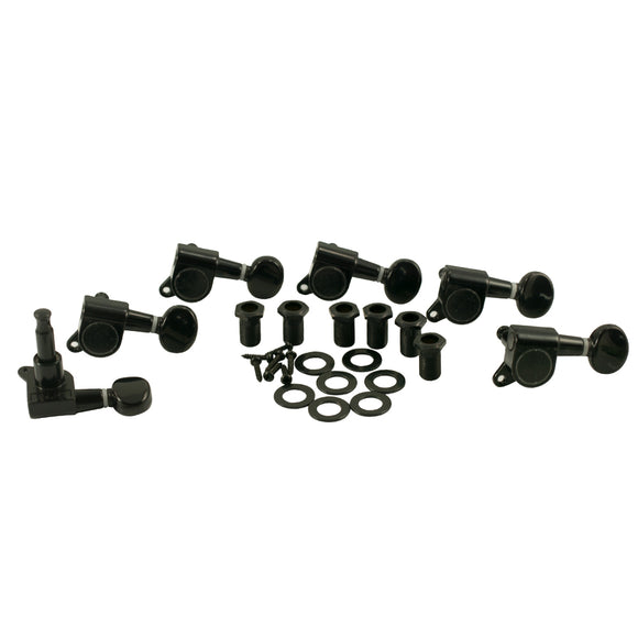 WD 6 In Line Diecast Tuning Machines With Matching Plated Button Black