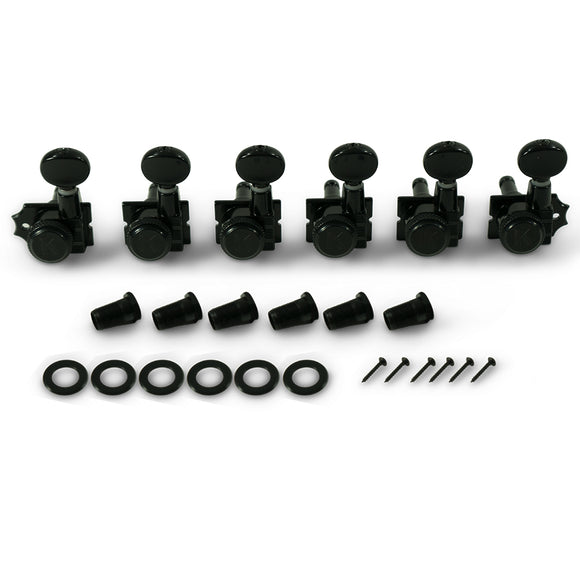 Kluson 6 In Line Left Hand Locking Revolution Series H-Mount Tuners Black