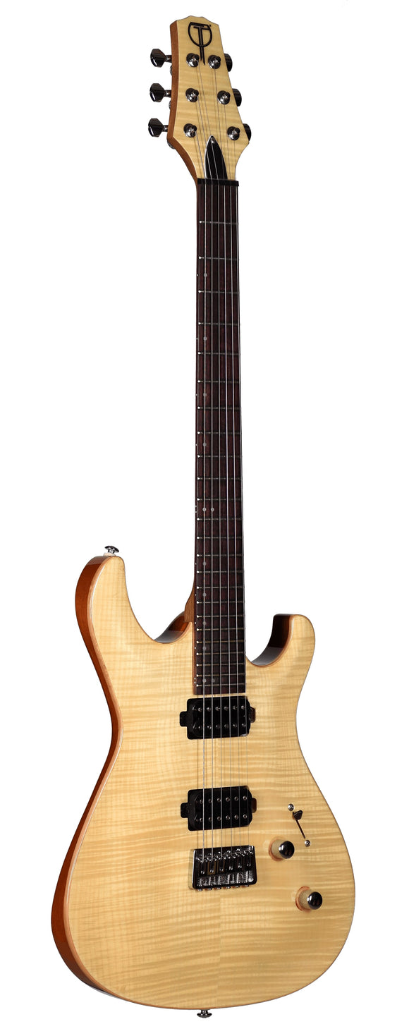 Teton Flame maple top, mahogany body, two direct mount humbuckers, 5pc tung oil neck
