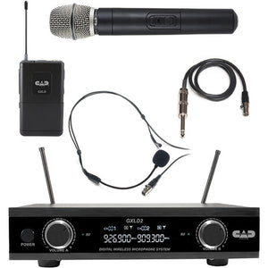 CAD GXLD2HB Digital Dual-Channel Wireless Microphone System w/ Handheld and Bodypack Transmitters