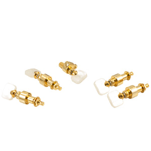 Grover Geared Banjo Pegs (Set of 5) Gold Square Pearloid Buttons
