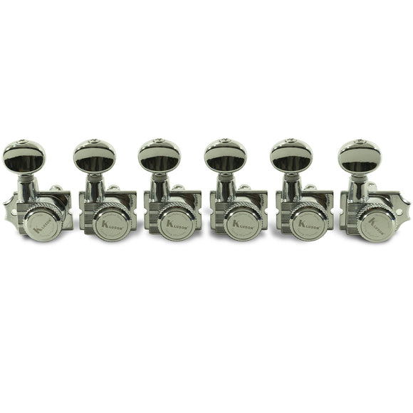 Kluson 6 In Line Locking Revolution Series H-Mount Non-Collared Tuning Machines W/ Staggered Posts