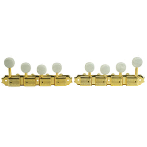 Kluson 4 On A Plate Supreme Series F Style Mandolin Tuning Machines Gold With Pearl Buttons