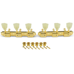 Kluson 3 On A Plate Supreme Series Tuning Machines Gold With Plastic Keystone Button