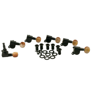 WD 6 In Line Diecast Tuning Machines With Shell Button Black