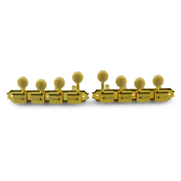 Kluson 4 On A Plate Supreme Series F Style Mandolin Tuning Machines Gold With Bone Buttons