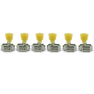Kluson 3 Per Side Vintage Diecast Series Non-Collared Tuning Machines Chrome With Plastic Keystone Button
