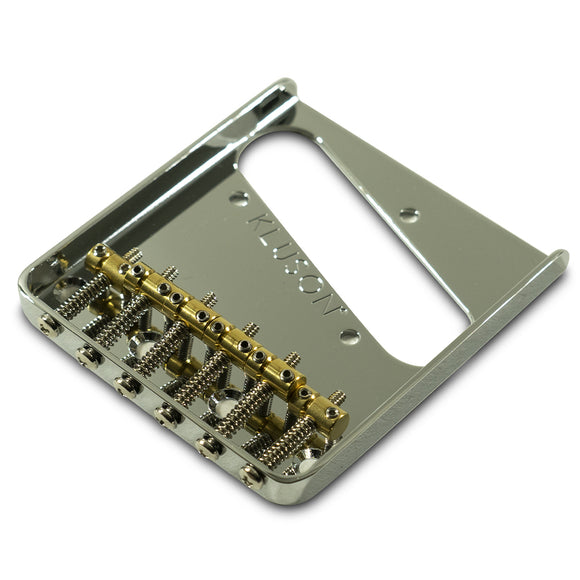 Kluson Steel Bridge For Fender Telecaster w/ 6 Brass Saddles Chrome