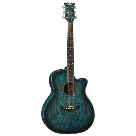 Dean Exotica Quilt Ash Trans Blue Acoustic/Electric Guitar, DMT Preamp, EQA TBLS