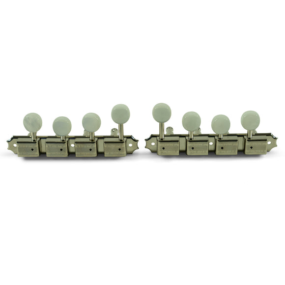 Kluson 4 On A Plate Supreme Series F Style Mandolin Tuning Machines Nickel With Pearl Buttons