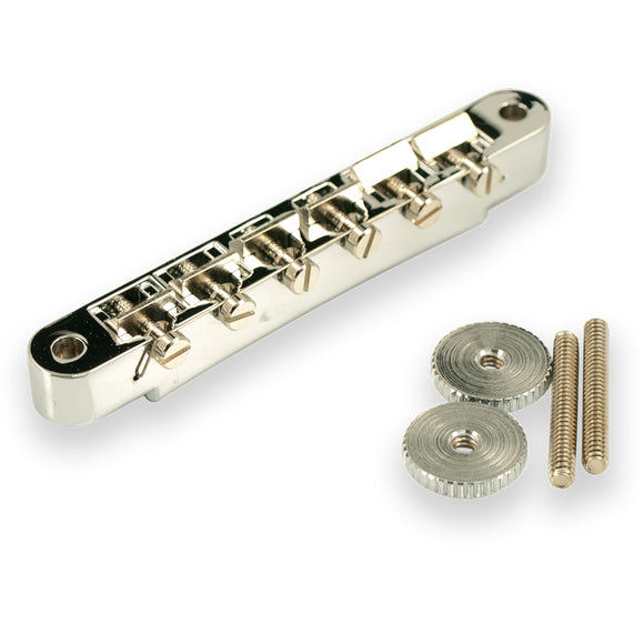Kluson USA Replacement Wired ABR-1 Tune-O-Matic Bridge w/ Plated Brass Saddles Chrome